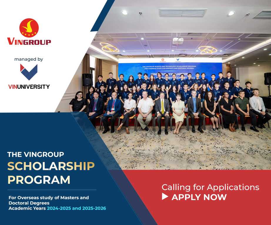 Thông báo chương trình Học bổng Khoa học Công nghệ Đào tạo Thạc sĩ, Tiến sĩ Du học Nước ngoài của Tập đoàn Vingroup năm 2024